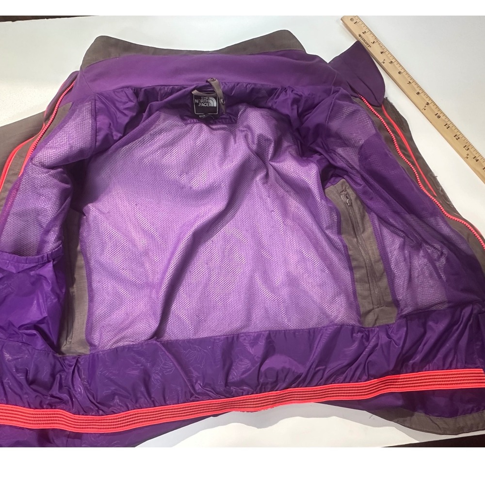 The North Face Womens Gray Pink Hooded Shell Jacket Medium Full Zip A7CP F14 - Picture 8 of 16